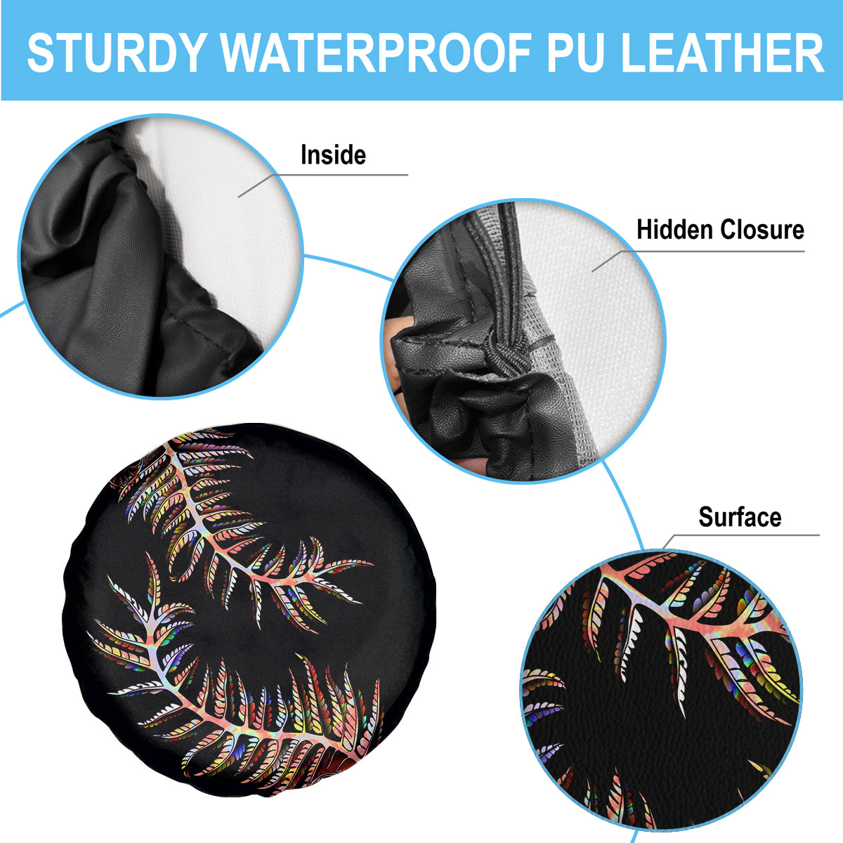 New Zealand Spare Tire Cover Aotearoa Silver Fern Mixed Papua Shell Red Vibe LT9 - Polynesian Pride