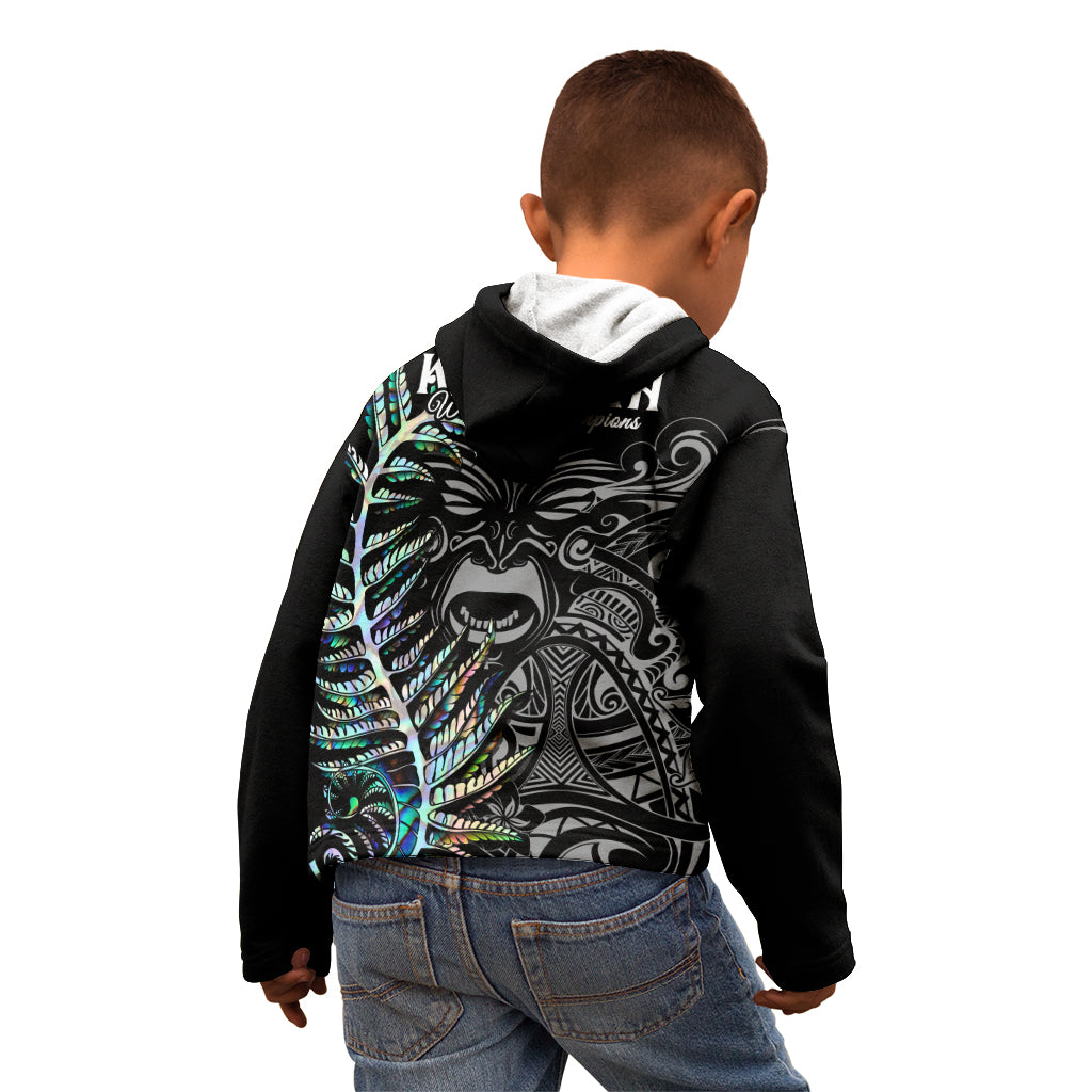 New Zealand Rugby Kid Hoodie NZ Black Fern Champions History With Papua Shell LT9 - Polynesian Pride