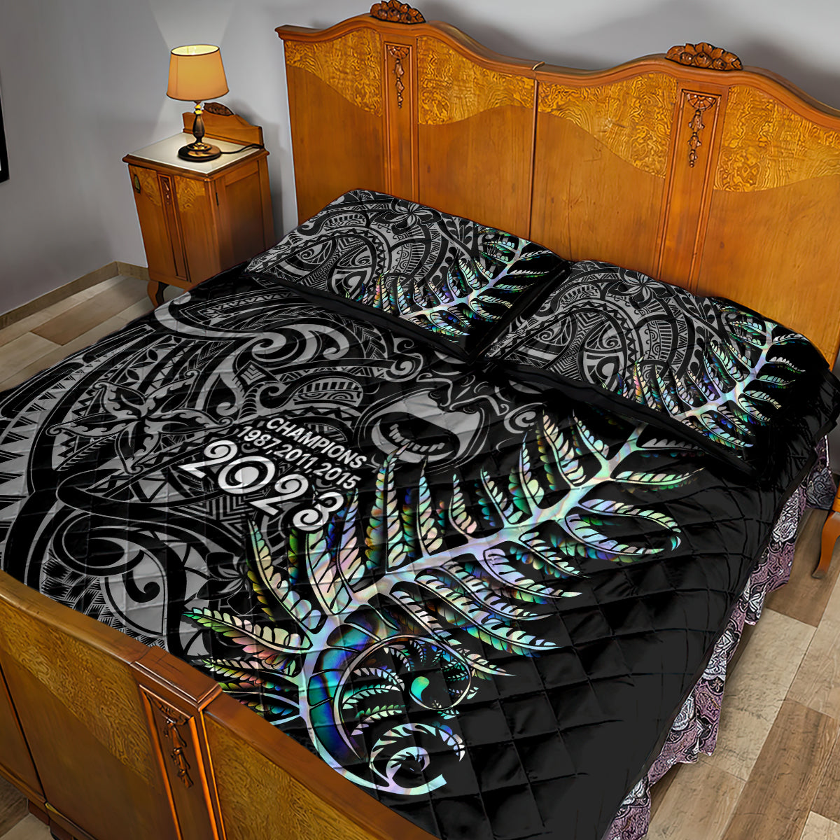 New Zealand Rugby Quilt Bed Set NZ Black Fern Champions History With Papua Shell LT9 - Polynesian Pride
