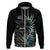 Custom New Zealand Rugby Hoodie NZ Black Fern Champions History With Papua Shell LT9 Zip Hoodie Black - Polynesian Pride