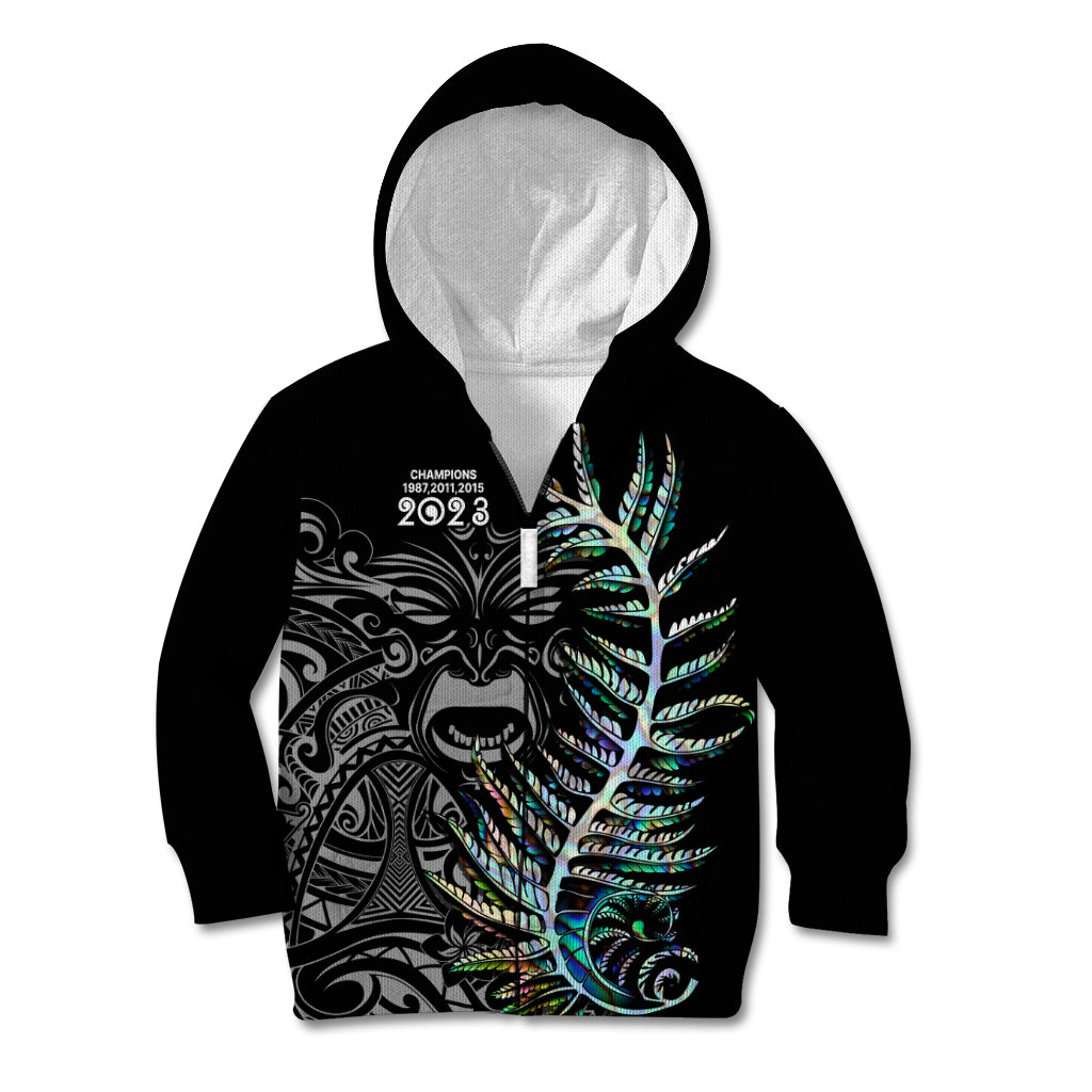 Custom New Zealand Rugby Kid Hoodie NZ Black Fern Champions History With Papua Shell LT9 - Polynesian Pride