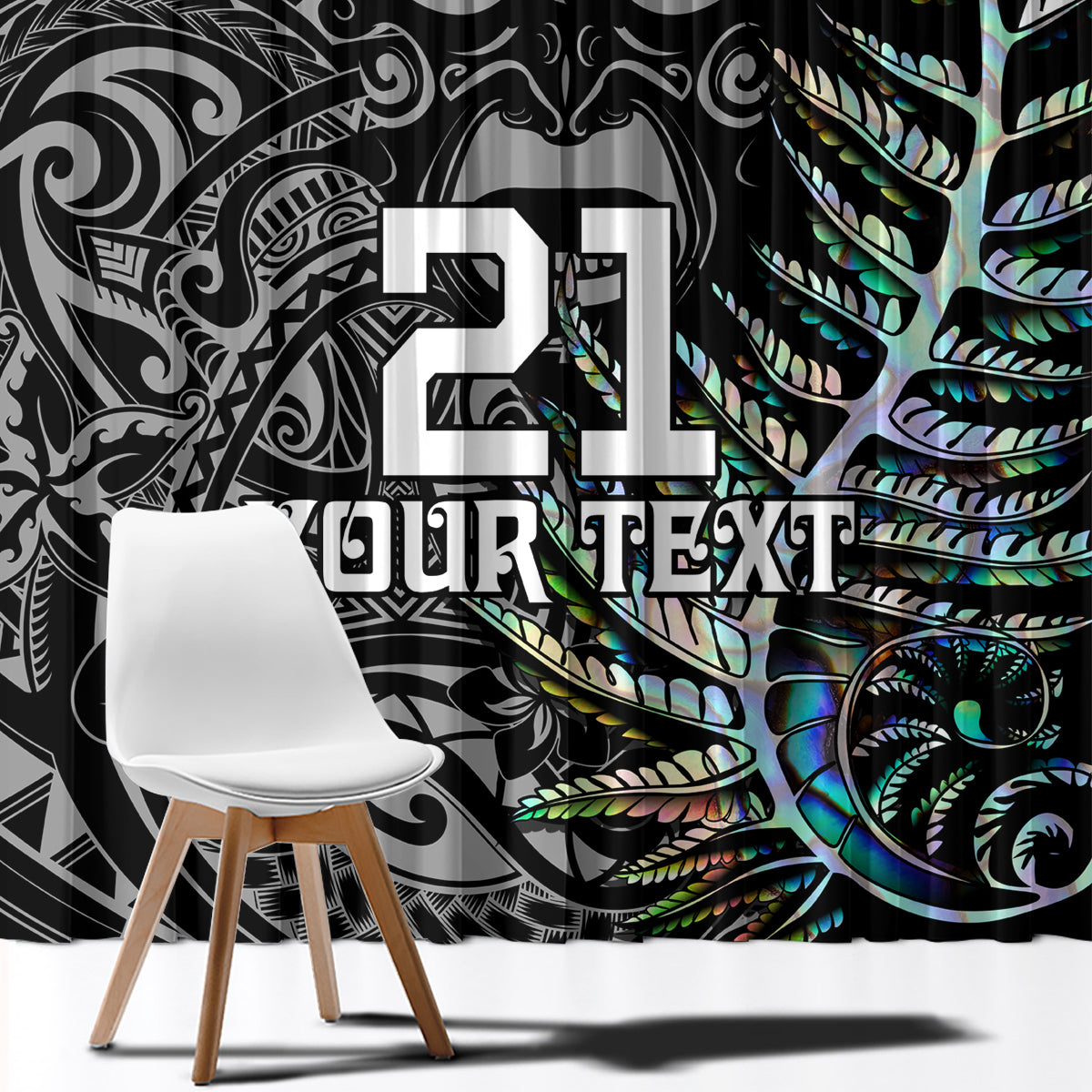 Custom New Zealand Rugby Window Curtain NZ Black Fern Champions History With Papua Shell LT9 - Polynesian Pride