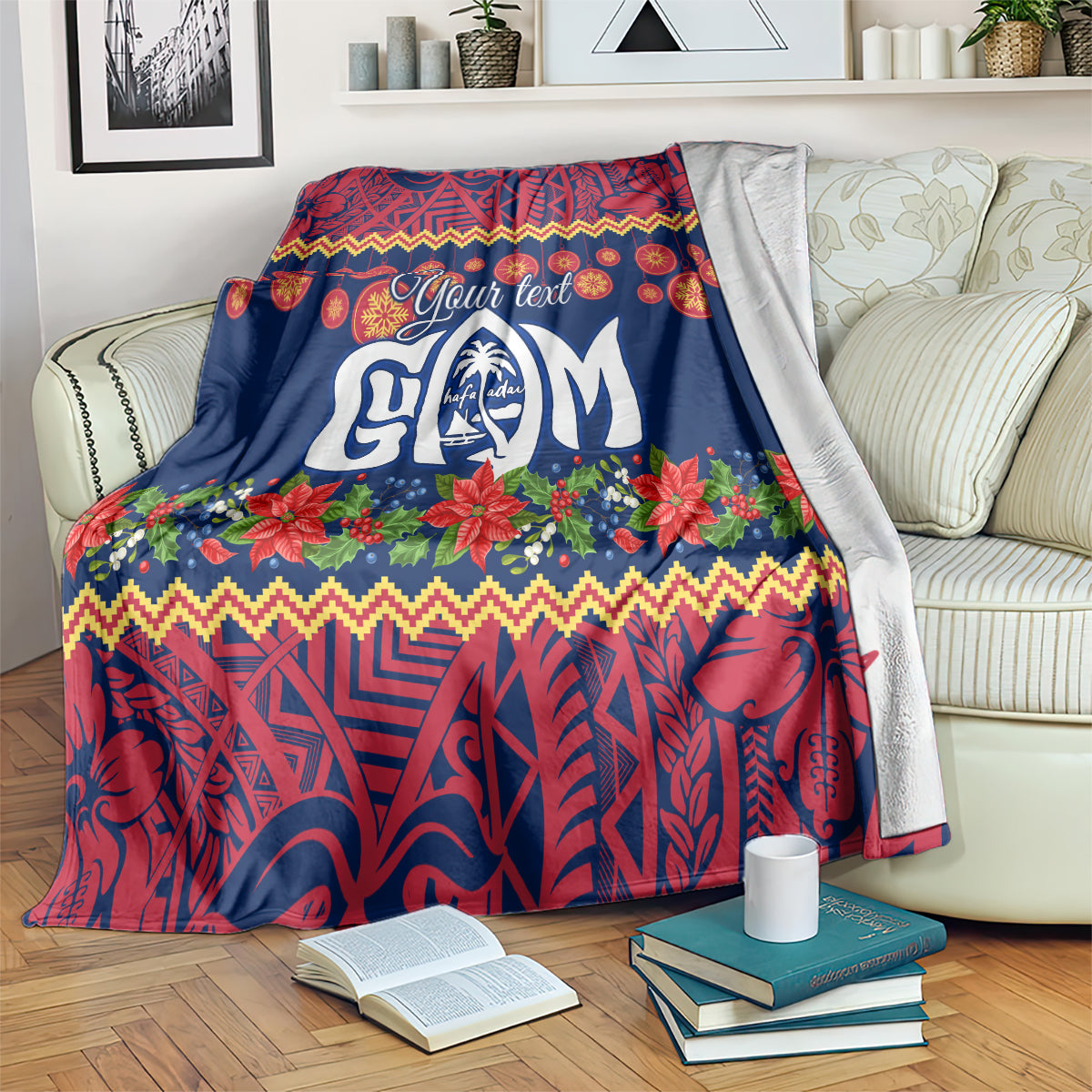 Personalised Guam Christmas Blanket Felis Pusgua Santa Beach Polynesian Pattern LT9 - Polynesian Pride