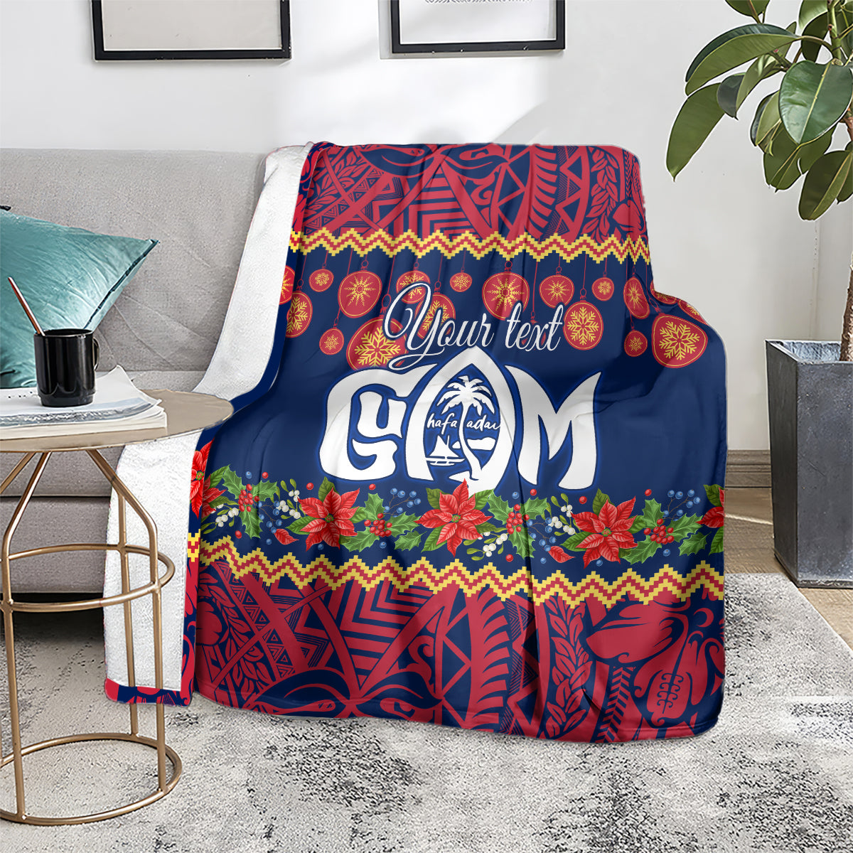 Personalised Guam Christmas Blanket Felis Pusgua Santa Beach Polynesian Pattern LT9 - Polynesian Pride