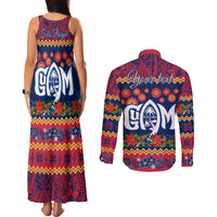 Personalised Guam Christmas Couples Matching Tank Maxi Dress and Long Sleeve Button Shirt Felis Pusgua Santa Beach Polynesian Pattern LT9 - Polynesian Pride