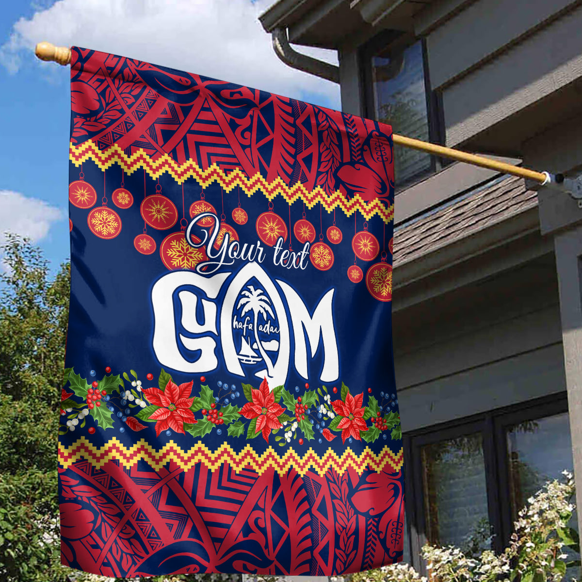 Personalised Guam Christmas Garden Flag Felis Pusgua Santa Beach Polynesian Pattern LT9 - Polynesian Pride