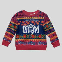 Personalised Guam Christmas Kid Ugly Christmas Sweater Felis Pusgua Santa Beach Polynesian Pattern LT9 Kid Blue - Polynesian Pride