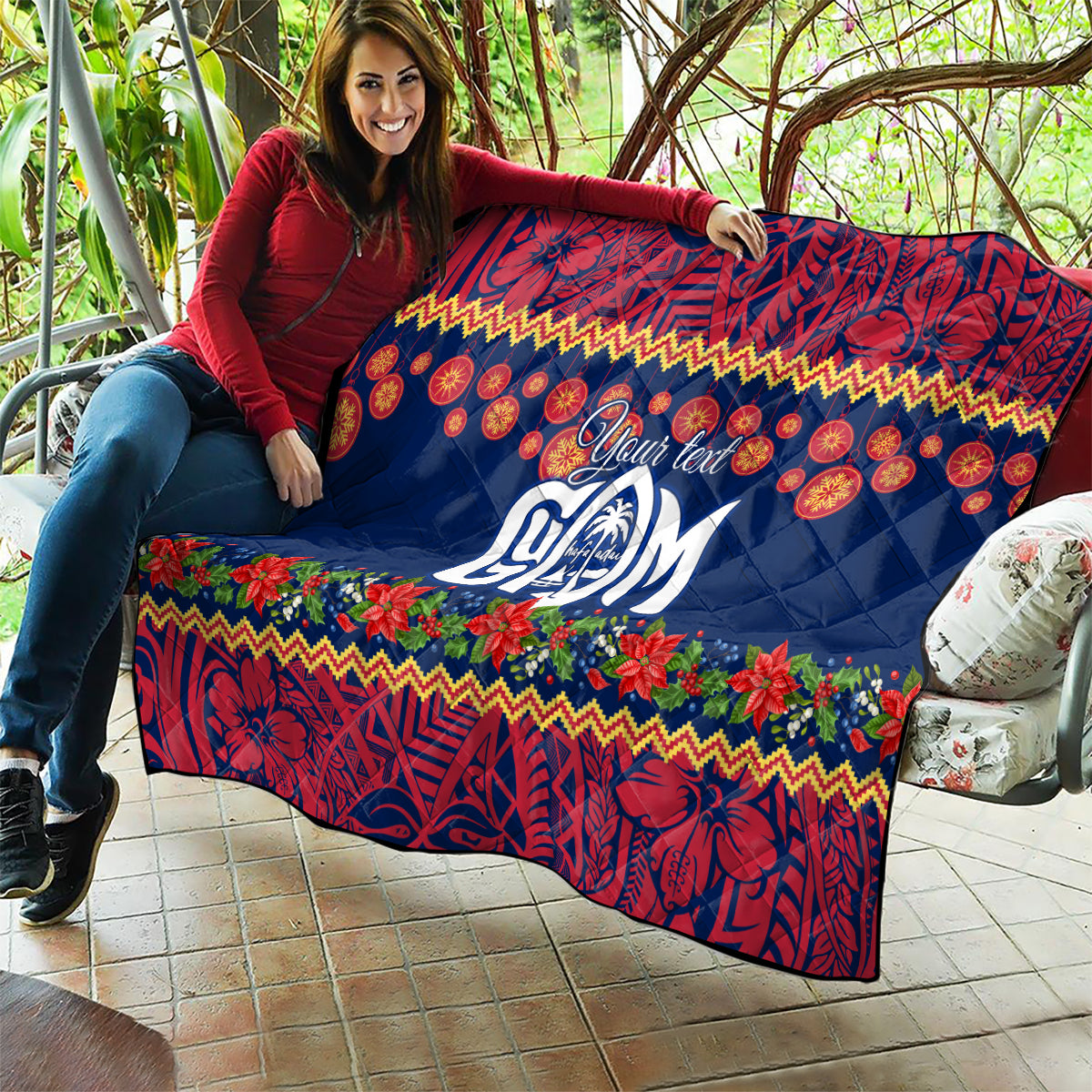 Personalised Guam Christmas Quilt Felis Pusgua Santa Beach Polynesian Pattern LT9 - Polynesian Pride