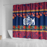 Personalised Guam Christmas Shower Curtain Felis Pusgua Santa Beach Polynesian Pattern LT9 - Polynesian Pride