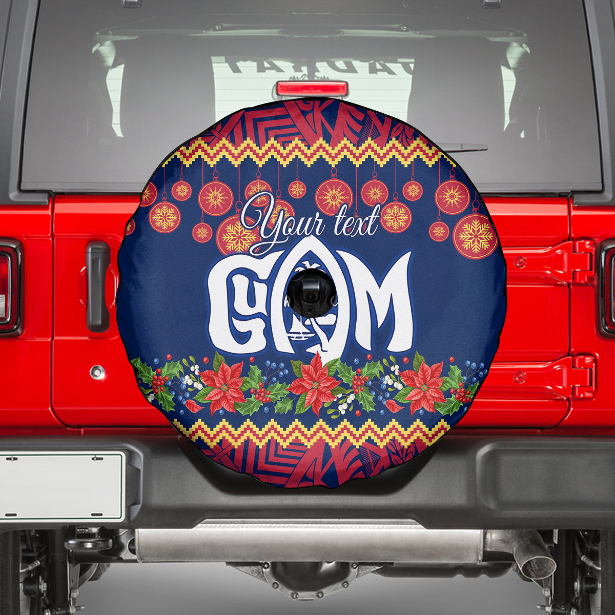 Personalised Guam Christmas Spare Tire Cover Felis Pusgua Santa Beach Polynesian Pattern LT9 - Polynesian Pride