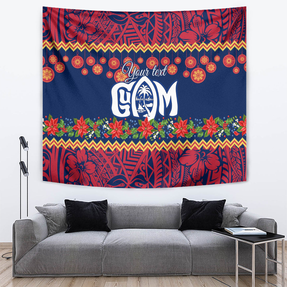 Personalised Guam Christmas Tapestry Felis Pusgua Santa Beach Polynesian Pattern LT9 - Polynesian Pride