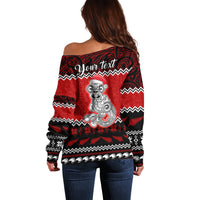 Personalised New Zealand Christmas Off Shoulder Sweater Maori Tiki Meri Kirihimete LT9 - Polynesian Pride