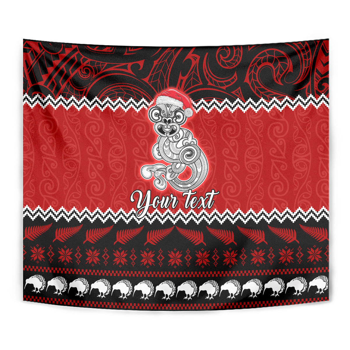 Personalised New Zealand Christmas Tapestry Maori Tiki Meri Kirihimete LT9 - Polynesian Pride