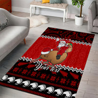 Personalised New Zealand Christmas Area Rug Kiwi Santa Claus Maori Meri Kirihimete LT9 - Polynesian Pride