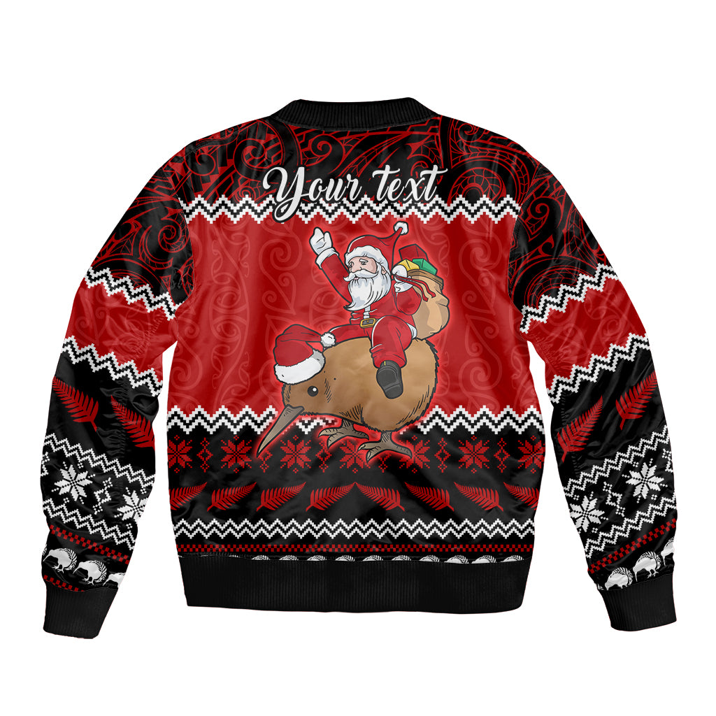 Personalised New Zealand Christmas Bomber Jacket Kiwi Santa Claus Maori Meri Kirihimete LT9 - Polynesian Pride