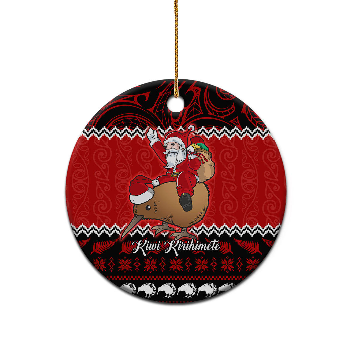 Personalised New Zealand Christmas Ceramic Ornament Kiwi Santa Claus Maori Meri Kirihimete LT9 - Polynesian Pride