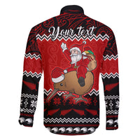 Personalised New Zealand Christmas Family Matching Short Sleeve Bodycon Dress and Hawaiian Shirt Kiwi Santa Claus Maori Meri Kirihimete LT9 - Polynesian Pride