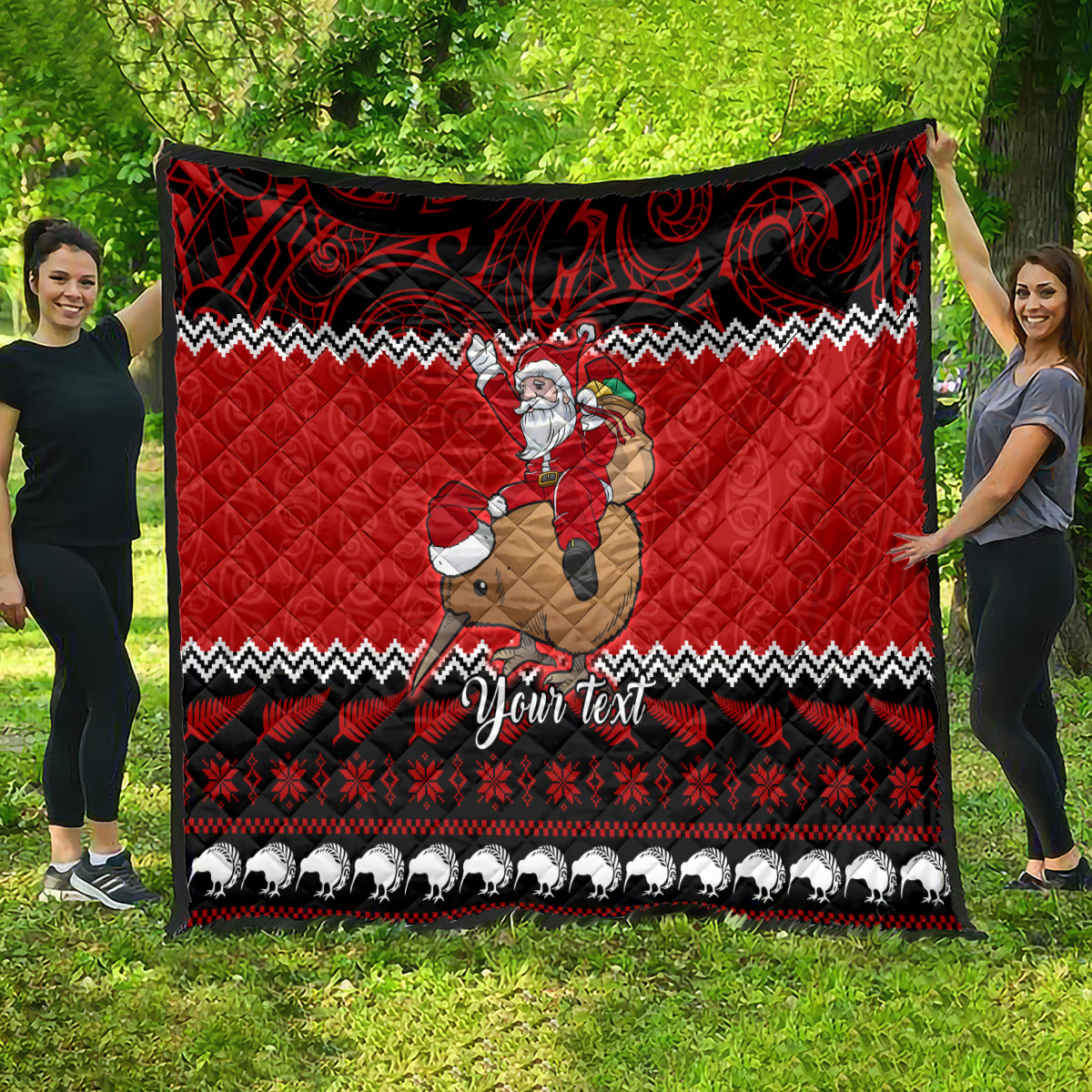 Personalised New Zealand Christmas Quilt Kiwi Santa Claus Maori Meri Kirihimete LT9 - Polynesian Pride