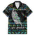 Personalised New Zealand Christmas Family Matching Mermaid Dress and Hawaiian Shirt Maori Fern Manaia Meri Kirihimete with Papaua Shell LT9 Dad's Shirt - Short Sleeve Black - Polynesian Pride