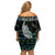 Personalised New Zealand Christmas Family Matching Off Shoulder Short Dress and Hawaiian Shirt Maori Fern Manaia Meri Kirihimete with Papaua Shell LT9 - Polynesian Pride