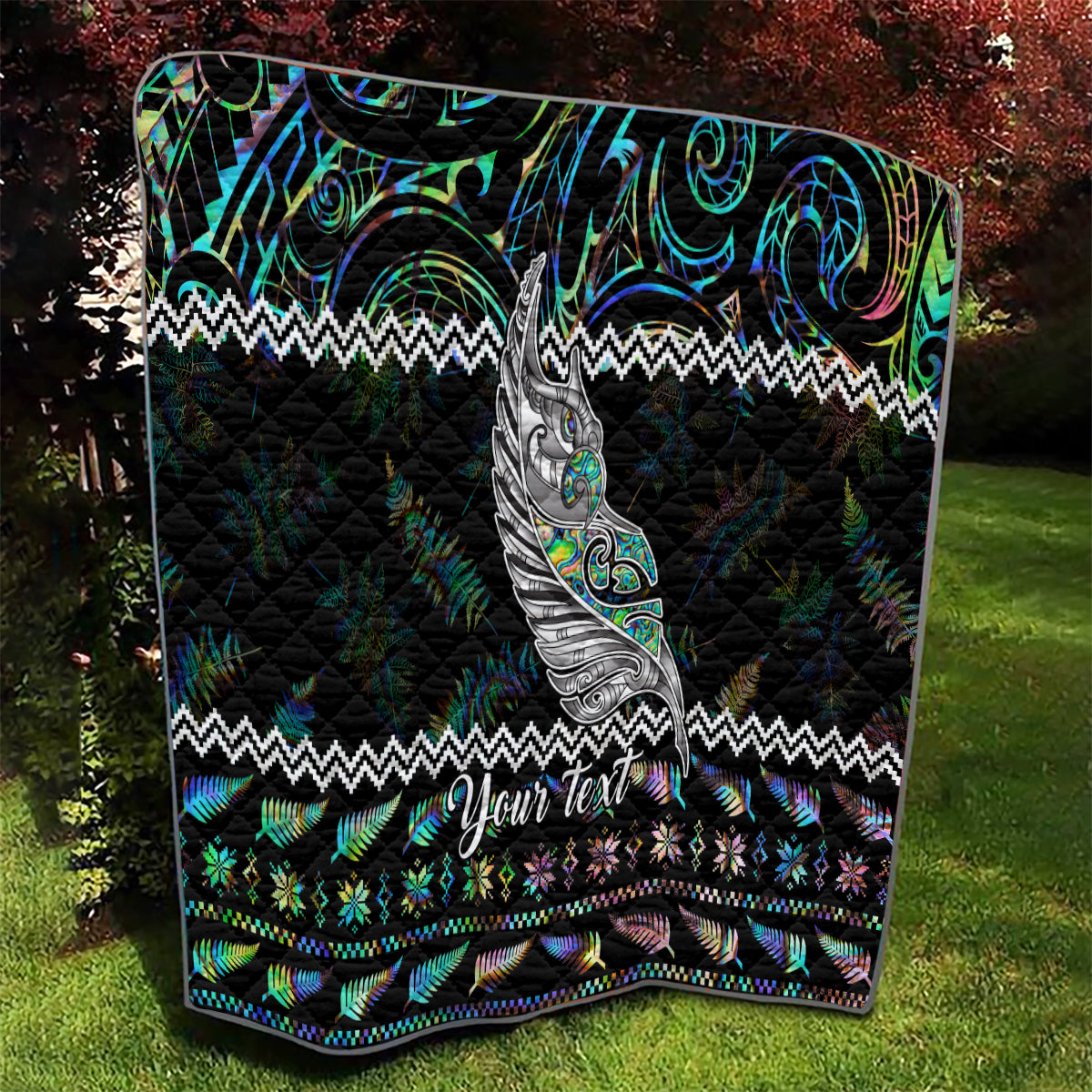 Personalised New Zealand Christmas Quilt Maori Fern Manaia Meri Kirihimete with Papaua Shell LT9 - Polynesian Pride