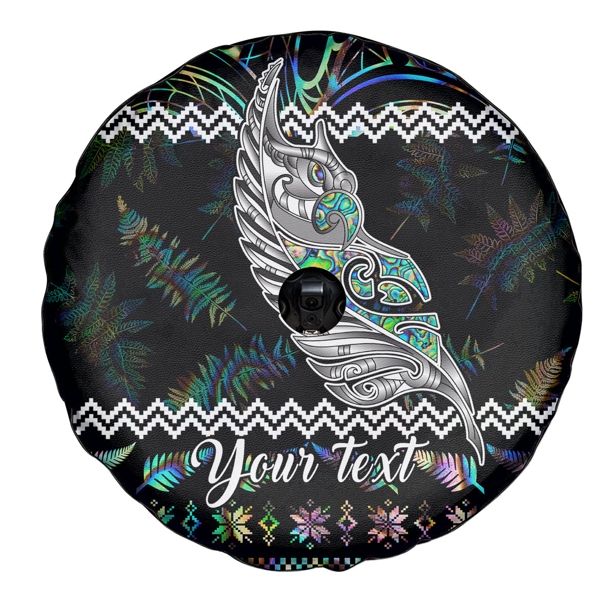 Personalised New Zealand Christmas Spare Tire Cover Maori Fern Manaia Meri Kirihimete with Papaua Shell LT9 - Polynesian Pride