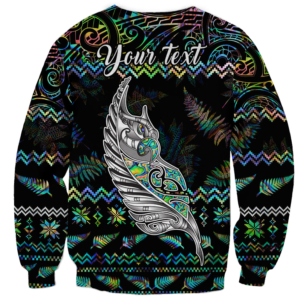 Personalised New Zealand Christmas Sweatshirt Maori Fern Manaia Meri Kirihimete with Papaua Shell LT9 - Polynesian Pride