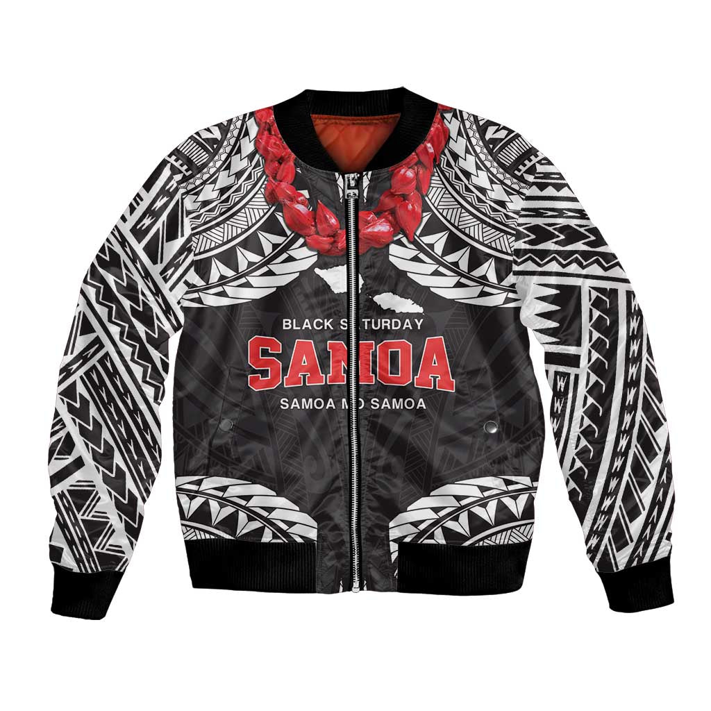 Samoa Black Saturday Bomber Jacket Samoa mo Samoa with Black Ula Fala