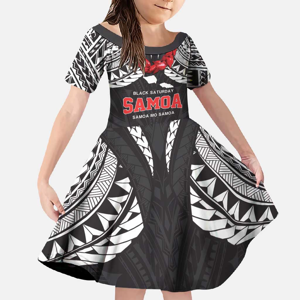 Samoa Black Saturday Family Matching Mermaid Dress and Hawaiian Shirt Samoa mo Samoa with Black Ula Fala