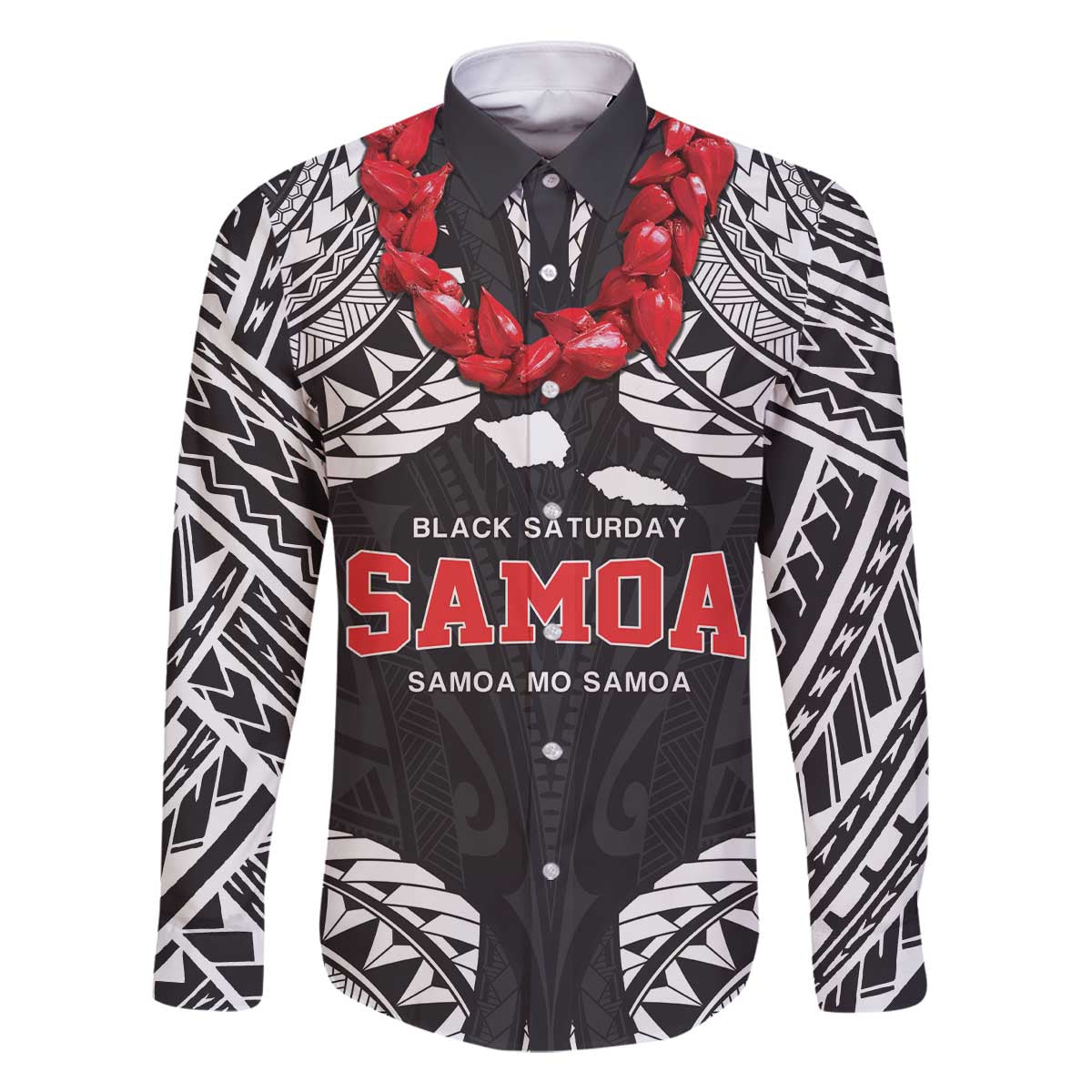 Samoa Black Saturday Family Matching Off The Shoulder Long Sleeve Dress and Hawaiian Shirt Samoa mo Samoa with Black Ula Fala