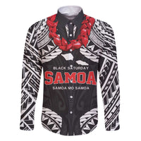 Samoa Black Saturday Family Matching Off The Shoulder Long Sleeve Dress and Hawaiian Shirt Samoa mo Samoa with Black Ula Fala