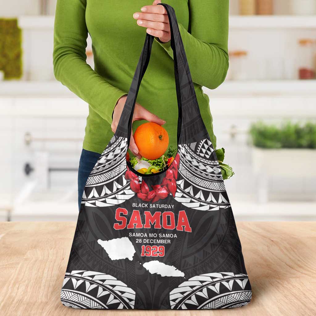 Samoa Black Saturday Grocery Bag Samoa mo Samoa with Black Ula Fala