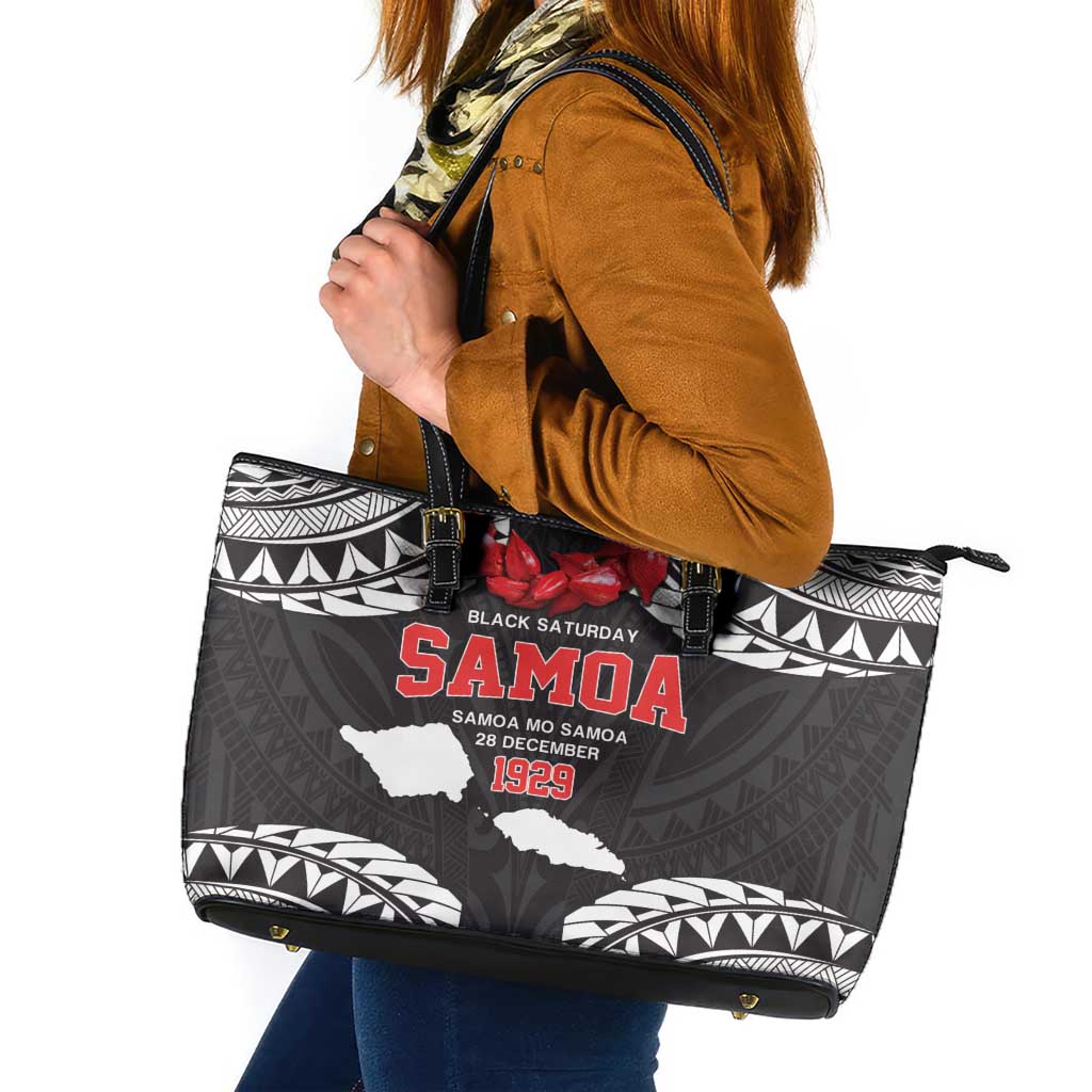 Samoa Black Saturday Leather Tote Bag Samoa mo Samoa with Black Ula Fala