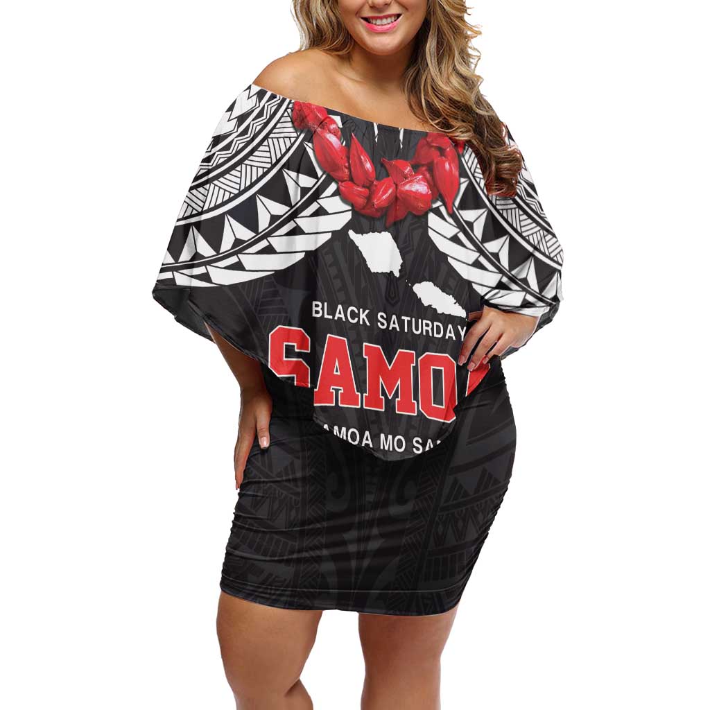 Samoa Black Saturday Off Shoulder Short Dress Samoa mo Samoa with Black Ula Fala