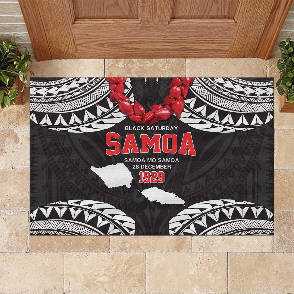 Samoa Black Saturday Rubber Doormat Samoa mo Samoa with Black Ula Fala