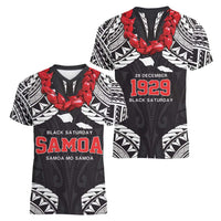 Samoa Black Saturday Women V-Neck T-Shirt Samoa mo Samoa with Black Ula Fala