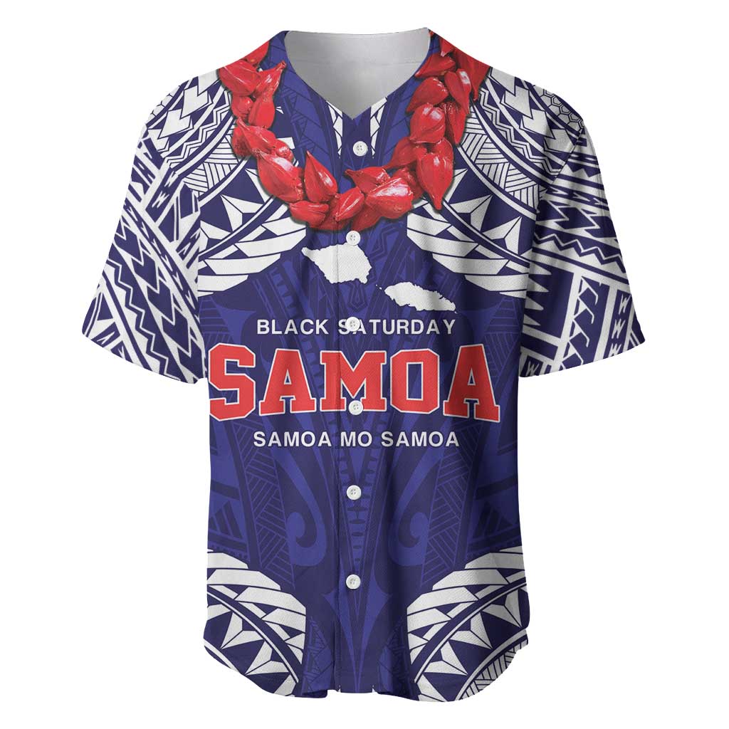 Samoa Black Saturday Baseball Jersey Samoa mo Samoa with Blue Ula Fala