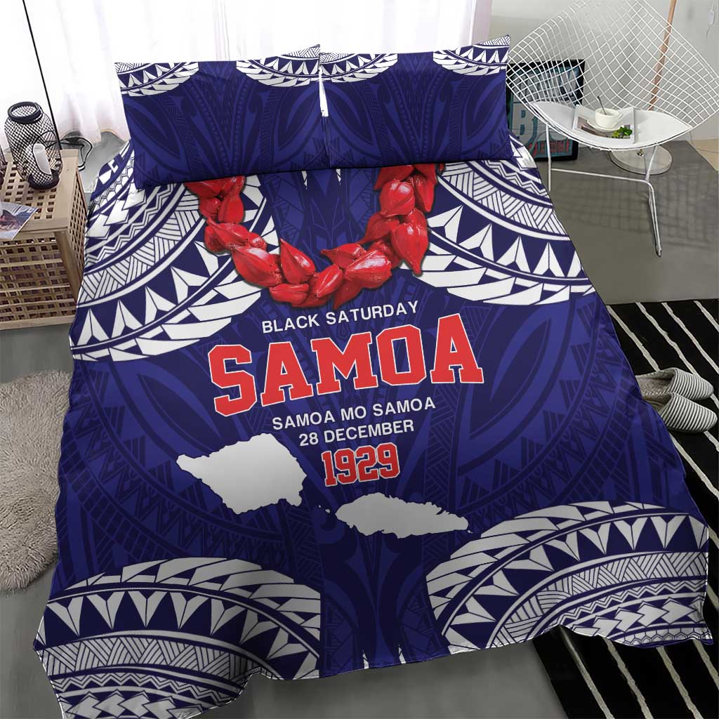 Samoa Black Saturday Bedding Set Samoa mo Samoa with Blue Ula Fala
