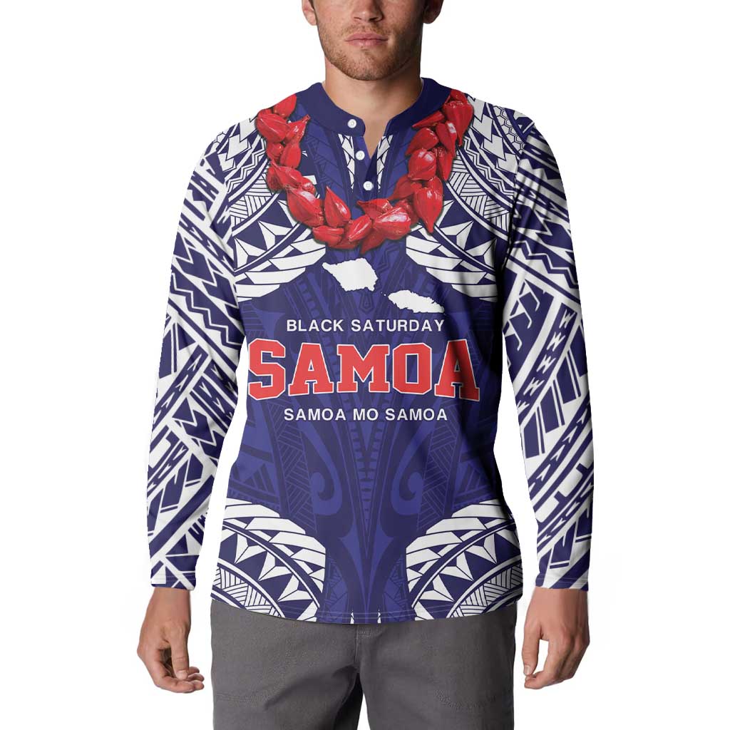 Samoa Black Saturday Button Sweatshirt Samoa mo Samoa with Blue Ula Fala
