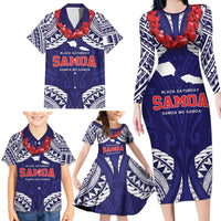 Samoa Black Saturday Family Matching Long Sleeve Bodycon Dress and Hawaiian Shirt Samoa mo Samoa with Blue Ula Fala