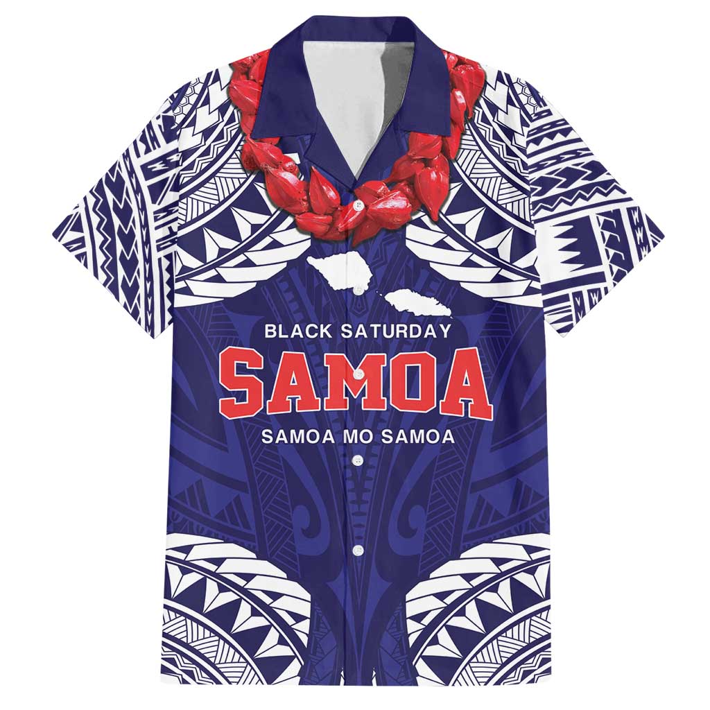 Samoa Black Saturday Family Matching Long Sleeve Bodycon Dress and Hawaiian Shirt Samoa mo Samoa with Blue Ula Fala