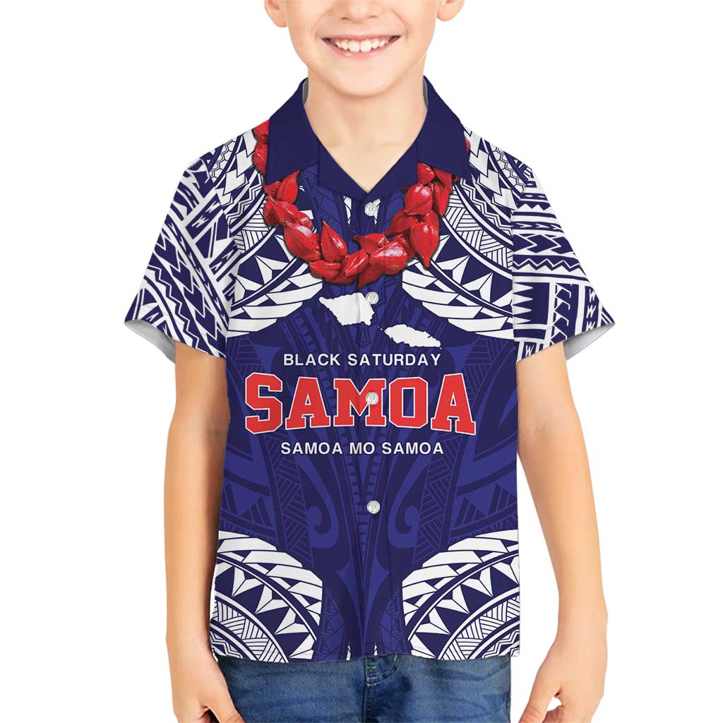 Samoa Black Saturday Family Matching Summer Maxi Dress and Hawaiian Shirt Samoa mo Samoa with Blue Ula Fala