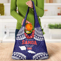 Samoa Black Saturday Grocery Bag Samoa mo Samoa with Blue Ula Fala