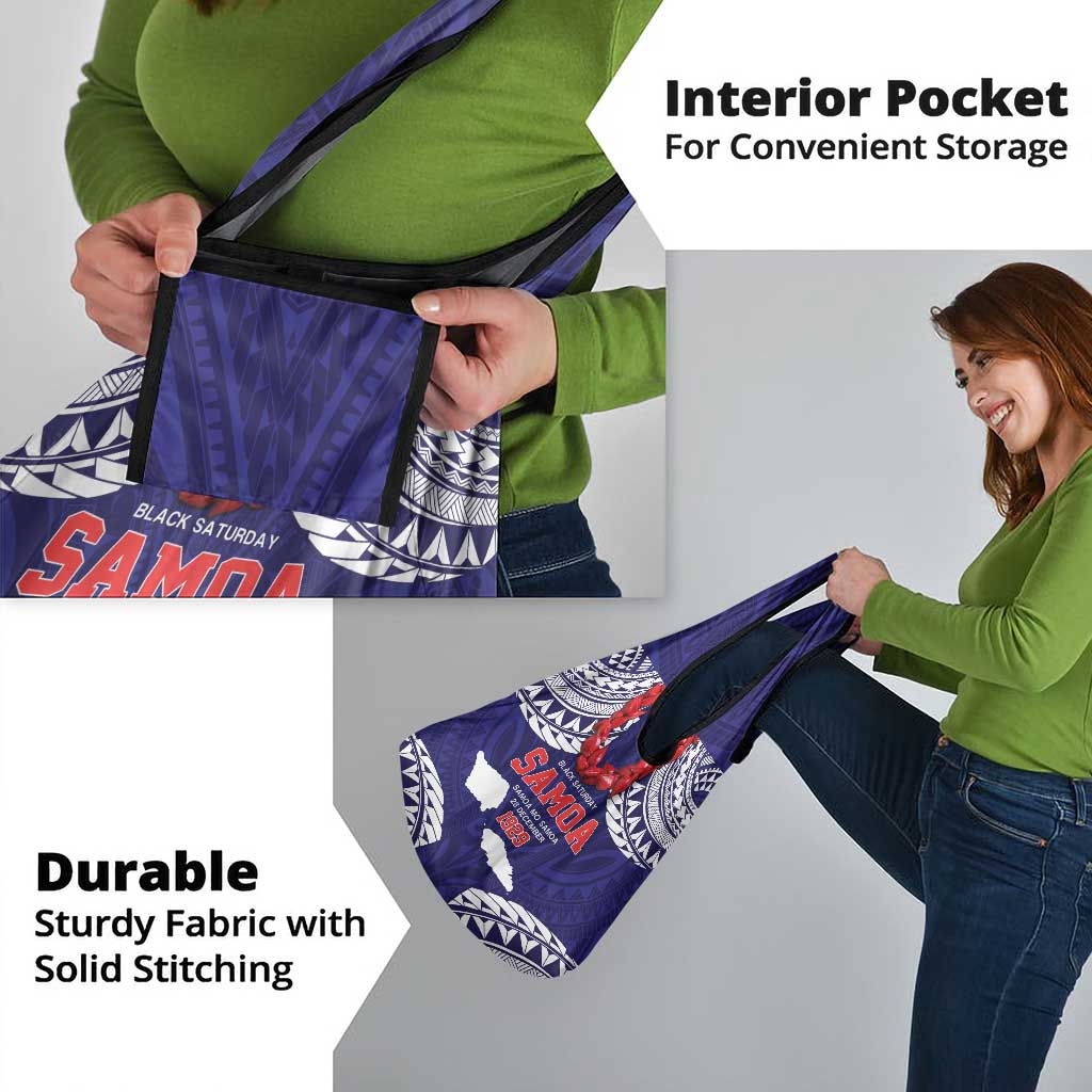 Samoa Black Saturday Grocery Bag Samoa mo Samoa with Blue Ula Fala