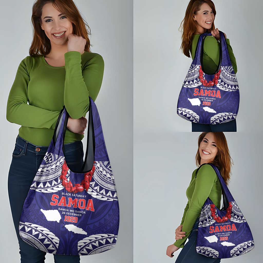 Samoa Black Saturday Grocery Bag Samoa mo Samoa with Blue Ula Fala