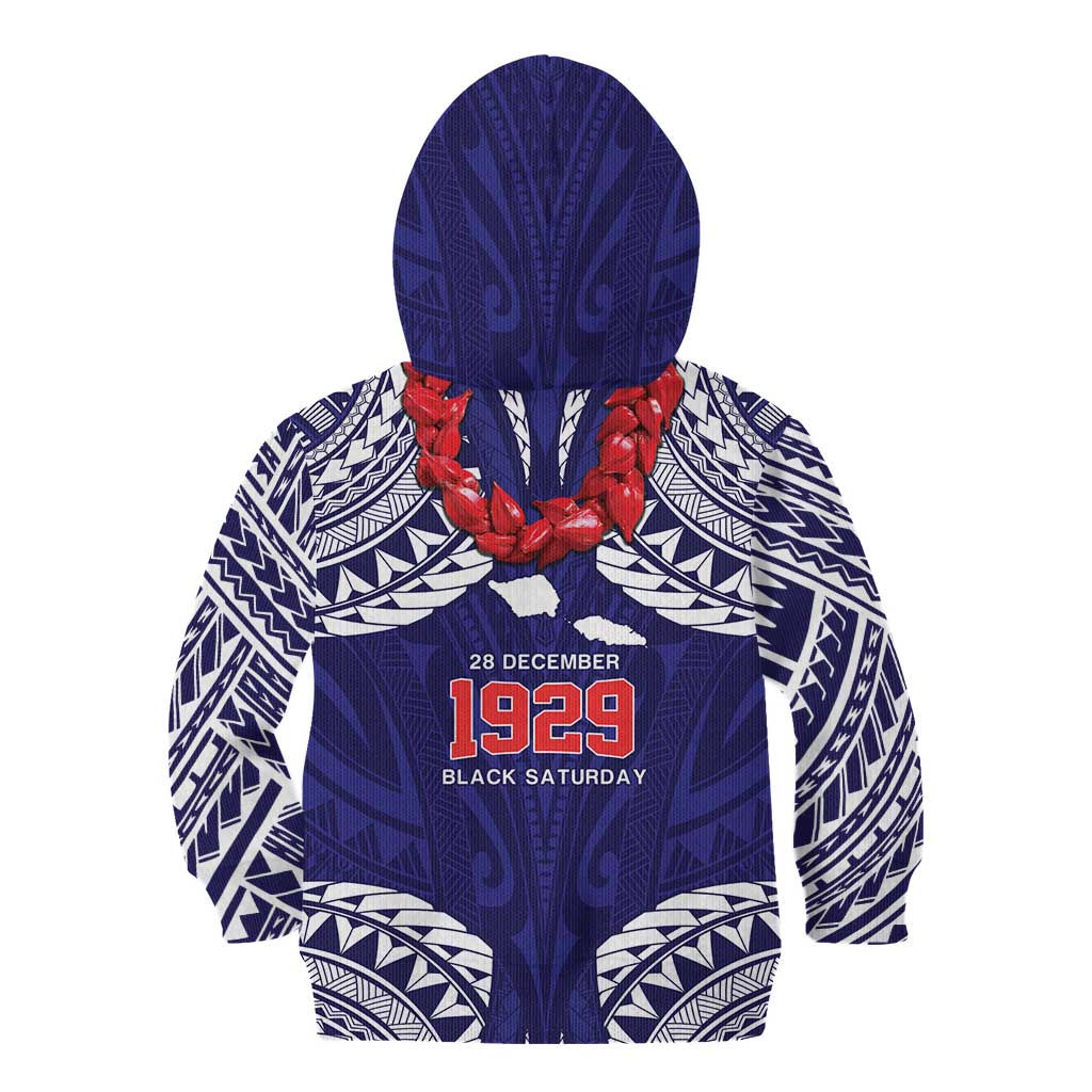 Samoa Black Saturday Kid Hoodie Samoa mo Samoa with Blue Ula Fala