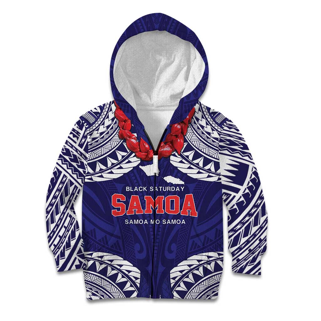 Samoa Black Saturday Kid Hoodie Samoa mo Samoa with Blue Ula Fala