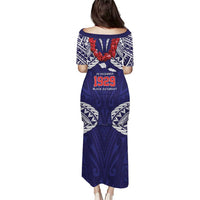 Samoa Black Saturday Puletasi Samoa mo Samoa with Blue Ula Fala