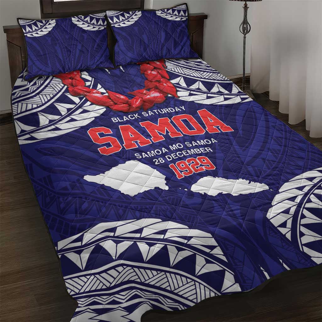 Samoa Black Saturday Quilt Bed Set Samoa mo Samoa with Blue Ula Fala