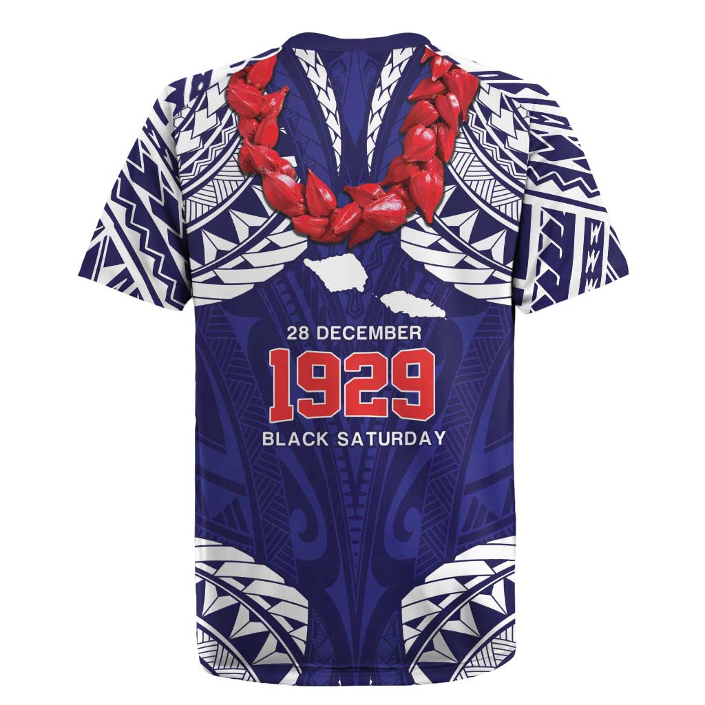 Samoa Black Saturday Rugby Jersey Samoa mo Samoa with Blue Ula Fala